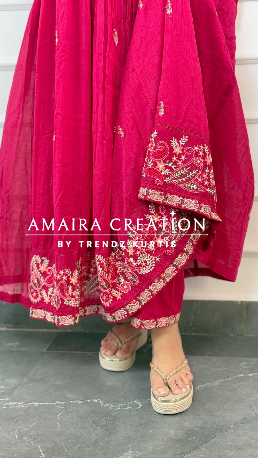 Premium Cotton Beautiful Anarkali Handwork Set