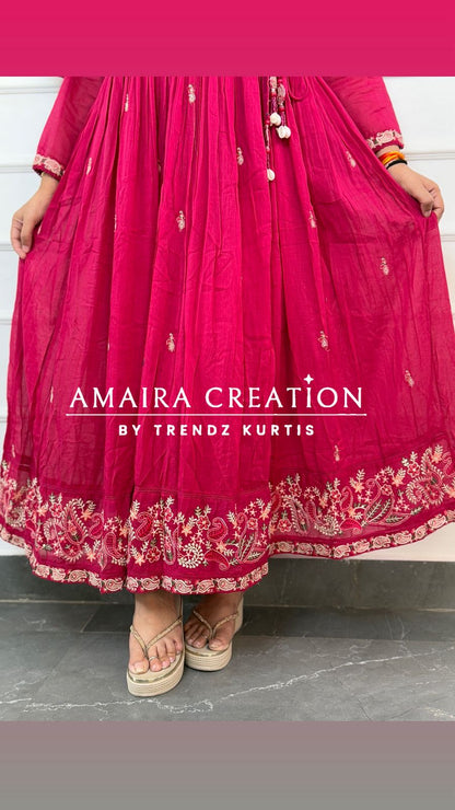 Premium Cotton Beautiful Anarkali Handwork Set