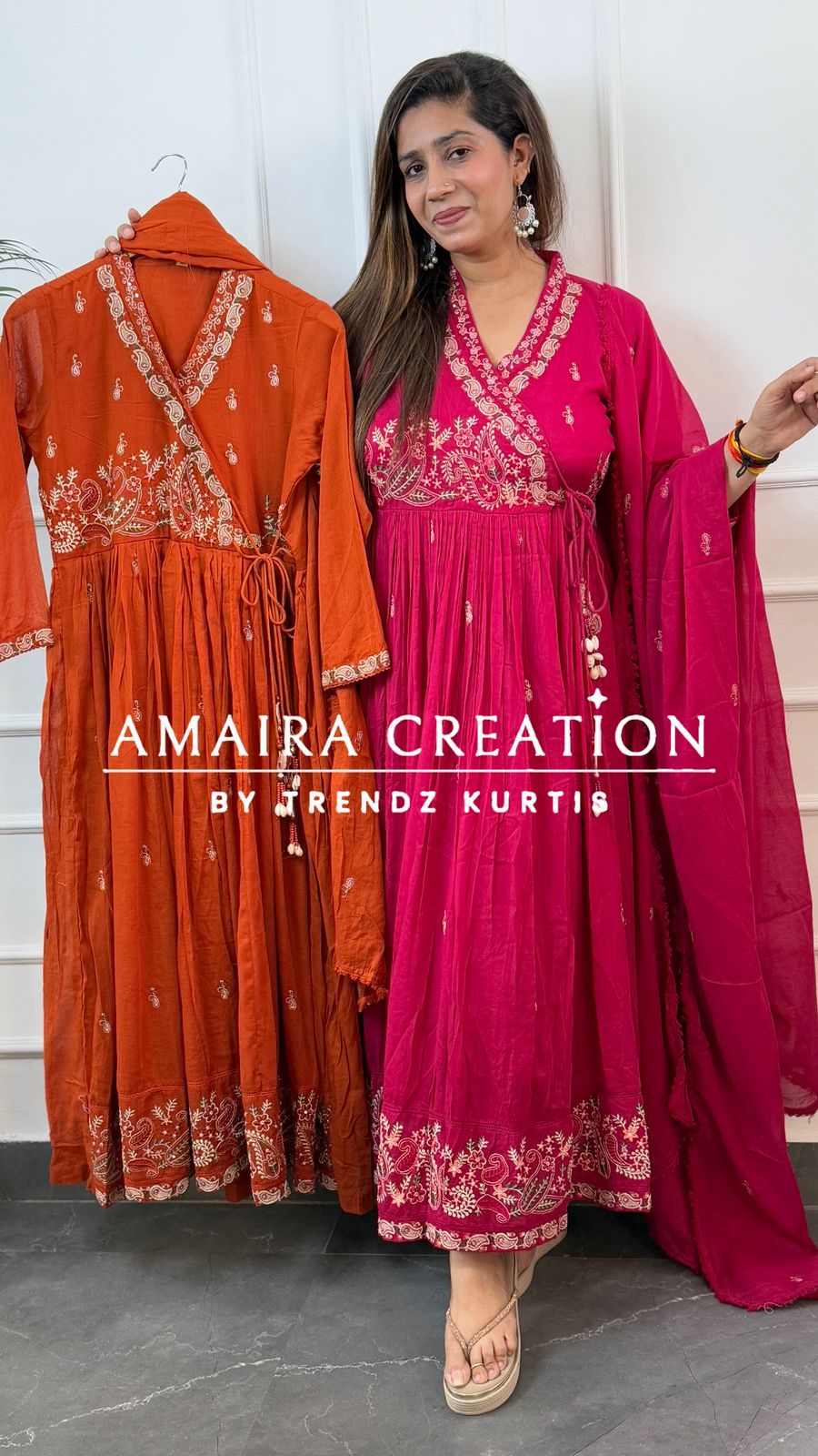 Premium Cotton Beautiful Anarkali Handwork Set