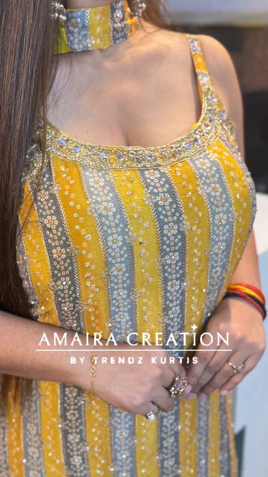 Mustard Chinon Sharara Set(16 Inches Sleeves Available)