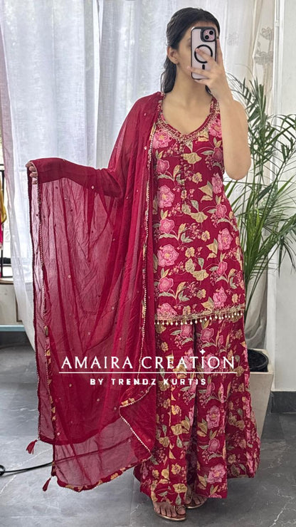 Strap Pattern Premium Chinnon Full Ghera Divider Set(17 inches sleeves available)