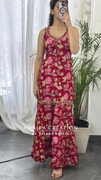 Strap Pattern Premium Chinnon Full Ghera Divider Set(17 inches sleeves available)