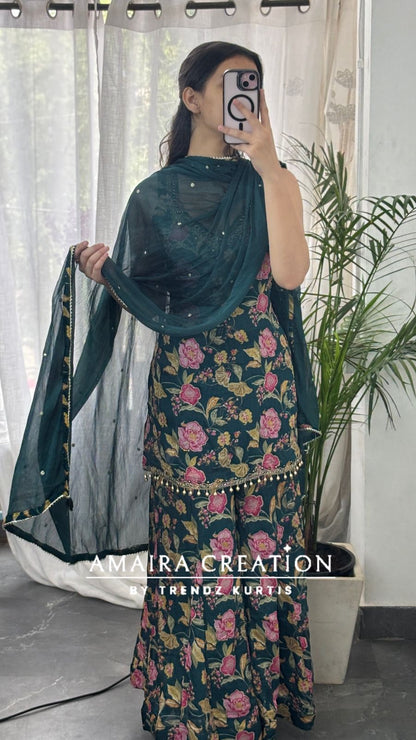 Strap Pattern Premium Chinnon Full Ghera Divider Set(17 inches sleeves available)