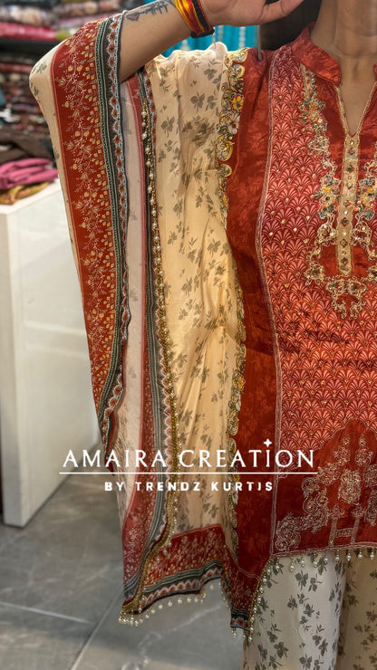Designer crepe kaftan set