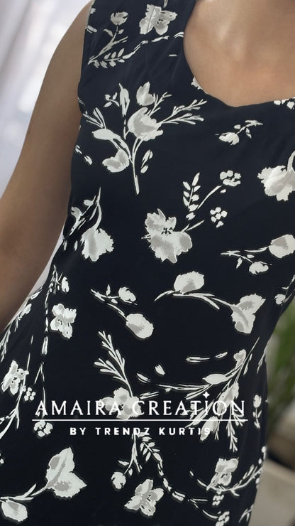 Premium Ikebana Fabric Black Colour A line Set(17 inches sleeves available)