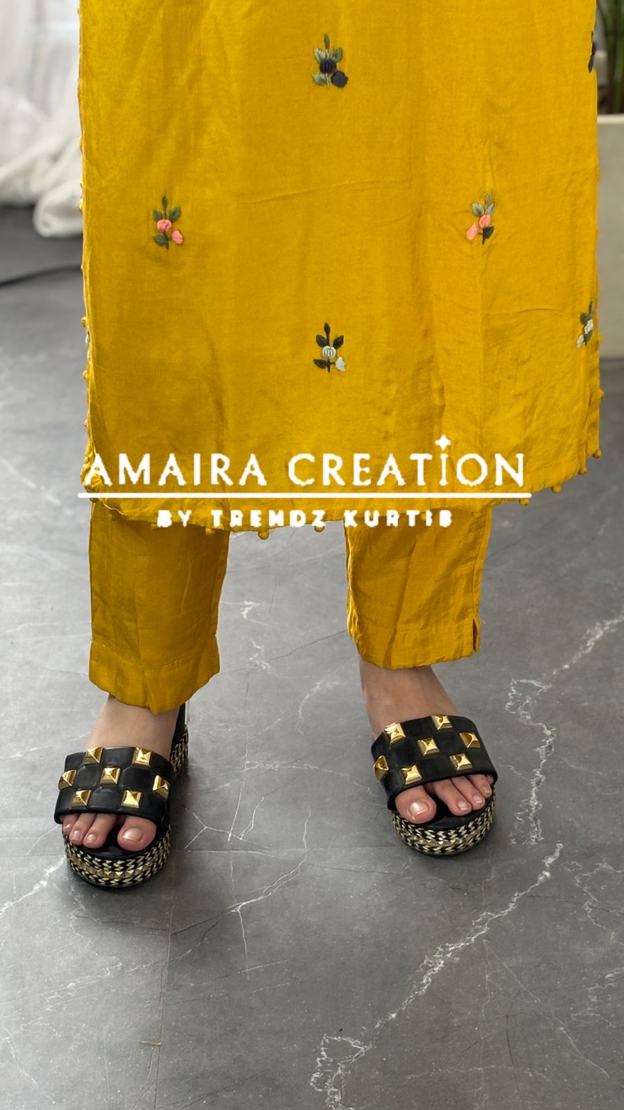Premium Dola Silk Color Thread Embroidered Pant Set