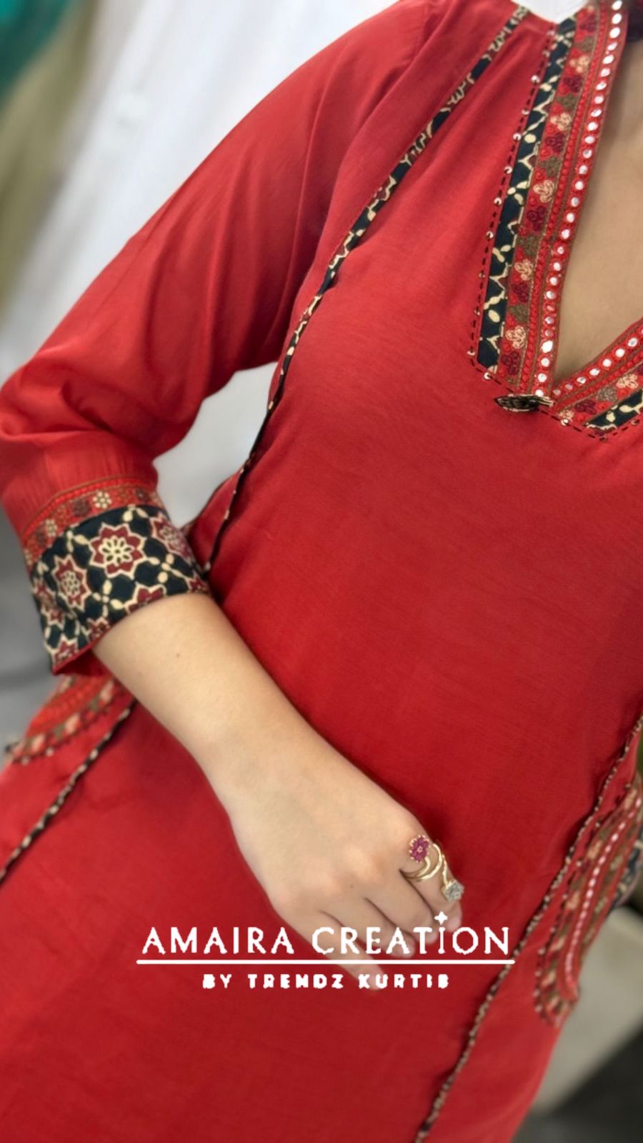 Premium Muslin Rust Color A line Set With Beautiful Embroidery Pocket Detailing