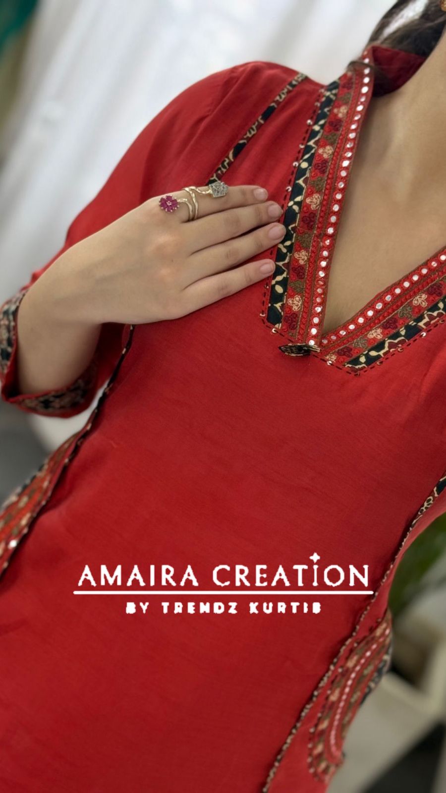 Premium Muslin Rust Color A line Set With Beautiful Embroidery Pocket Detailing