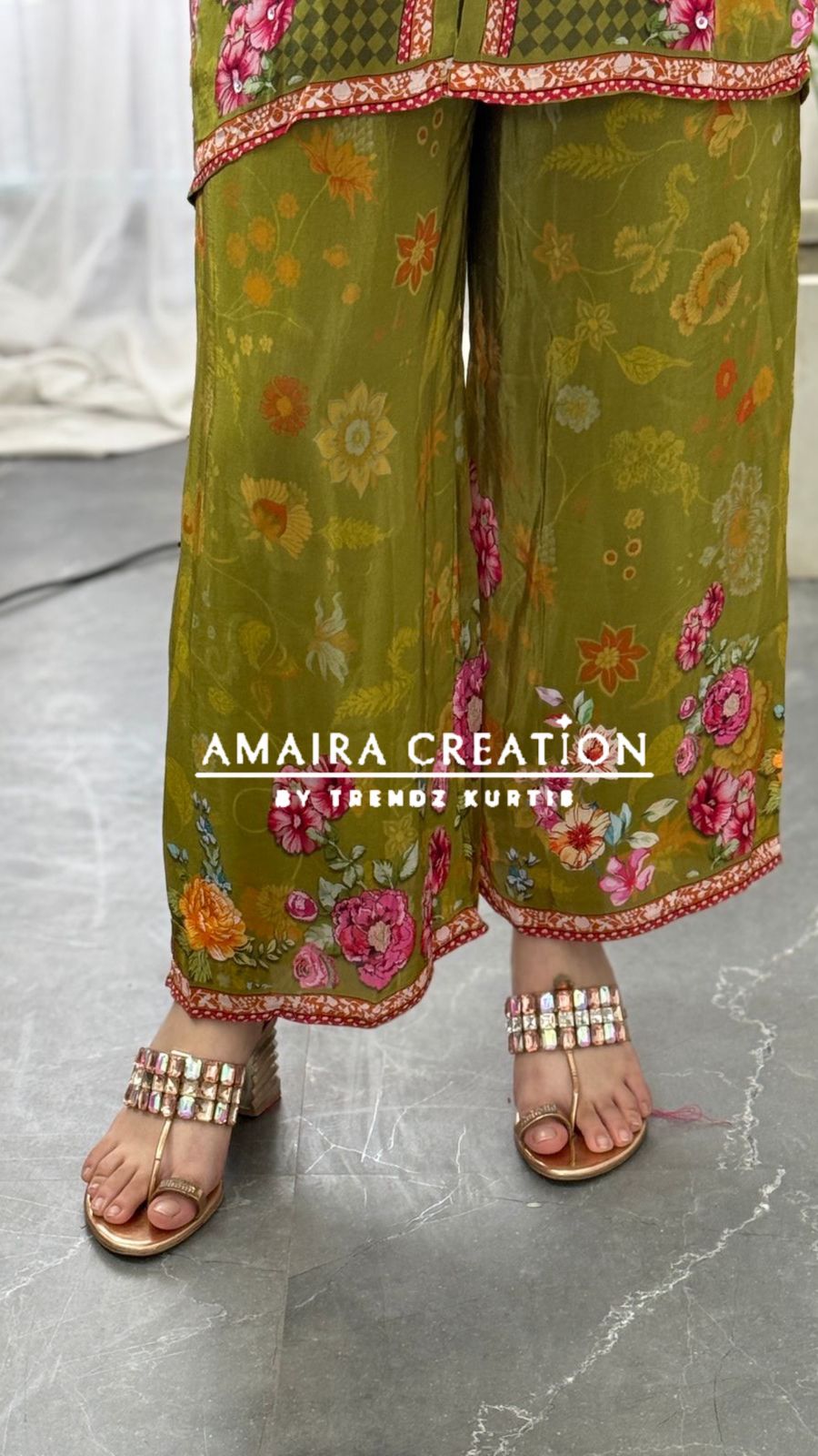 Premium Crepe Green Cord Set