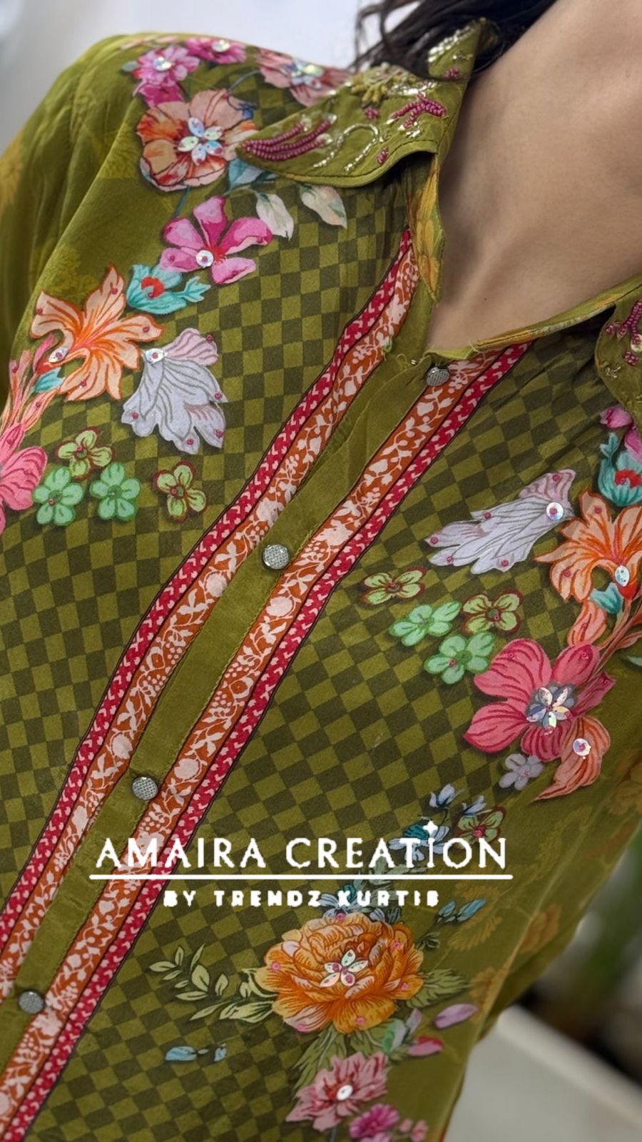 Premium Crepe Green Cord Set