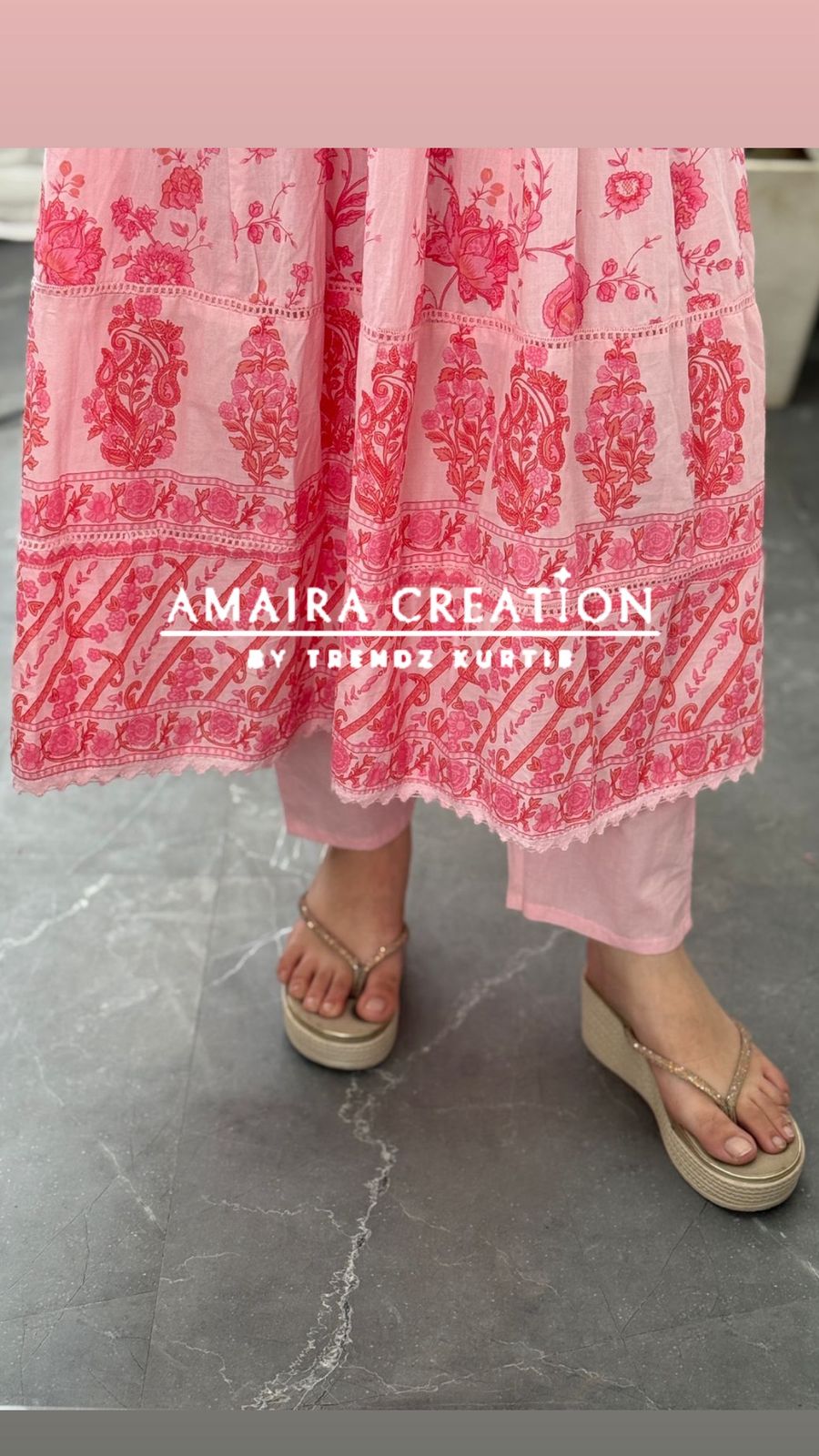 Premium Cotton Pink Angrakha Anarkali
