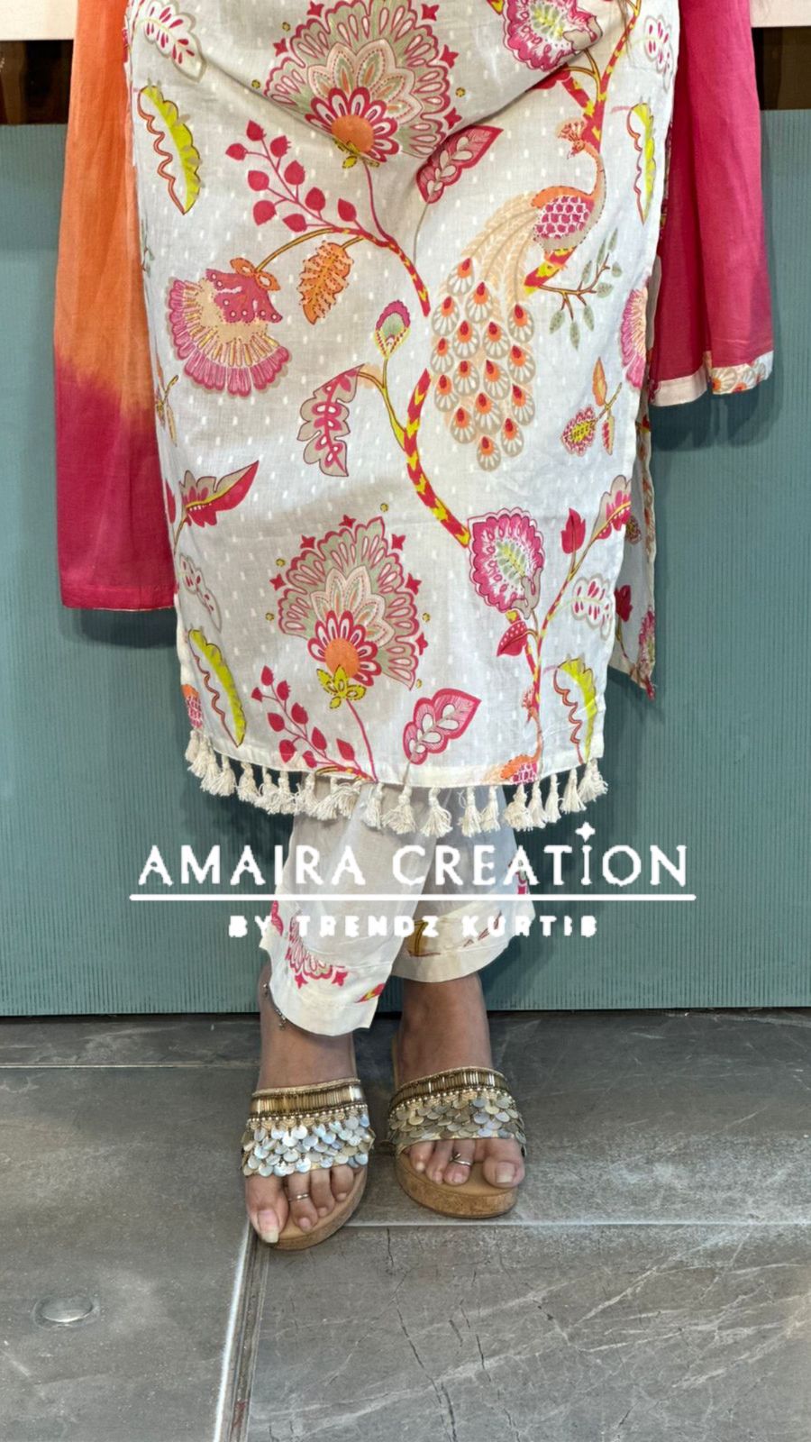 Premium Cotton Cream Cotton Pant Set With Beautiful Lace Detailing