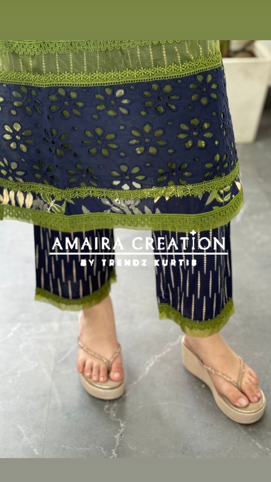 Premium Cotton Blue Green Stylish Suit Set