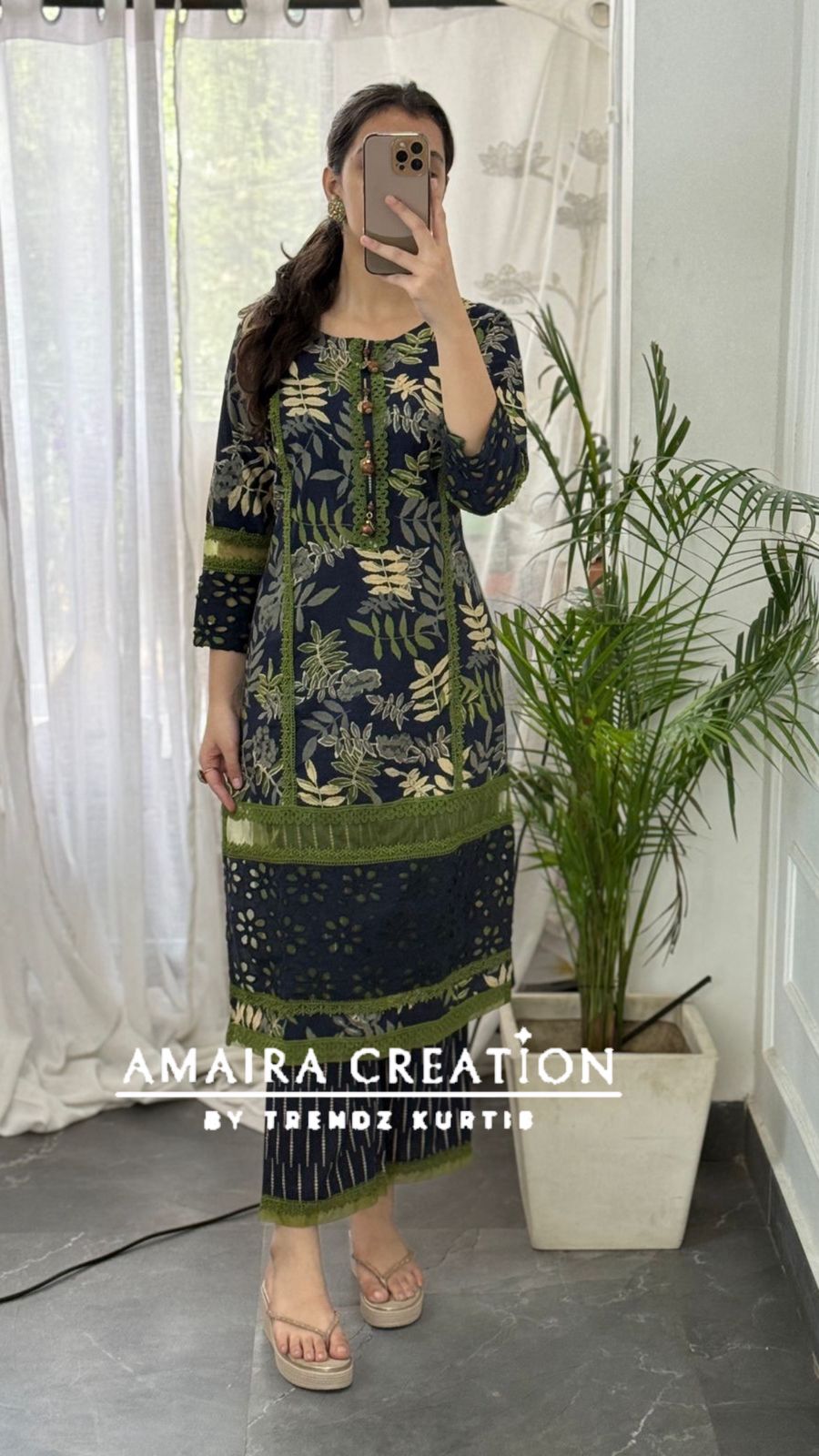 Premium Cotton Blue Green Stylish Suit Set