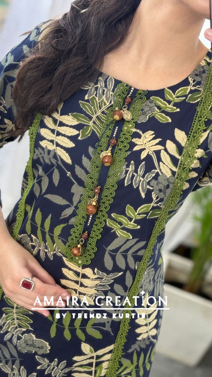 Premium Cotton Blue Green Stylish Suit Set