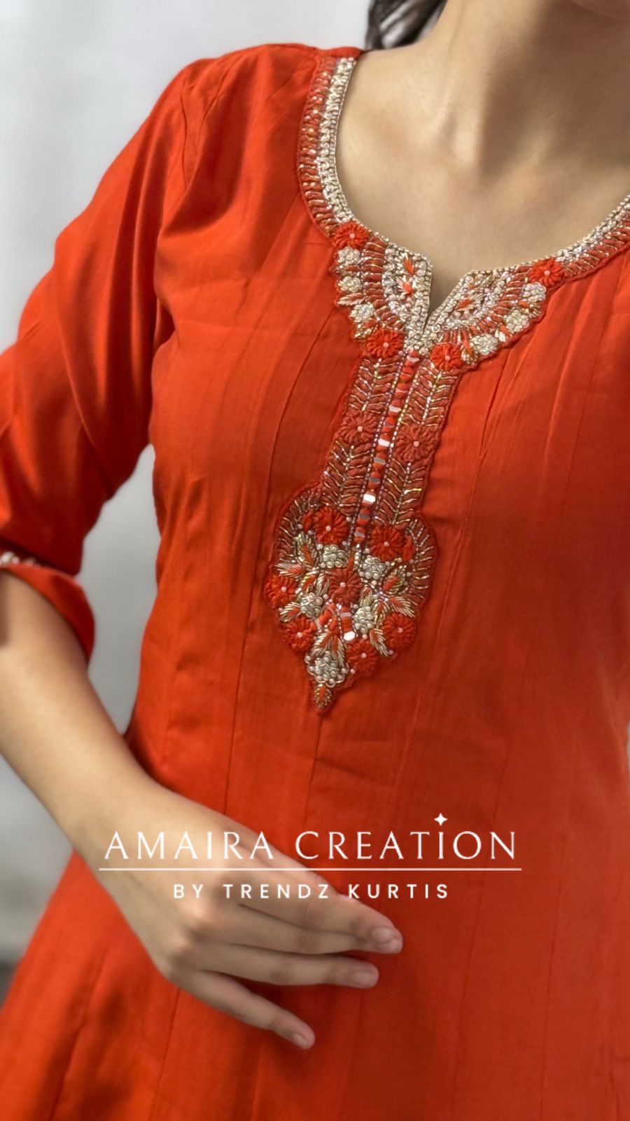 Premium Silk Orange Anarkali Set