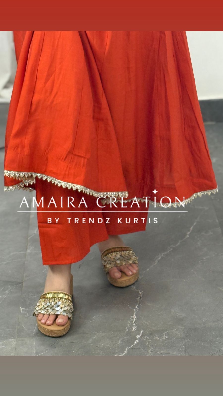 Premium Silk Orange Anarkali Set