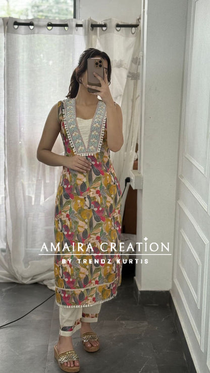 Premium Cotton Multi Color Suit With Patch Work Dupatta (17 inches sleeves available)