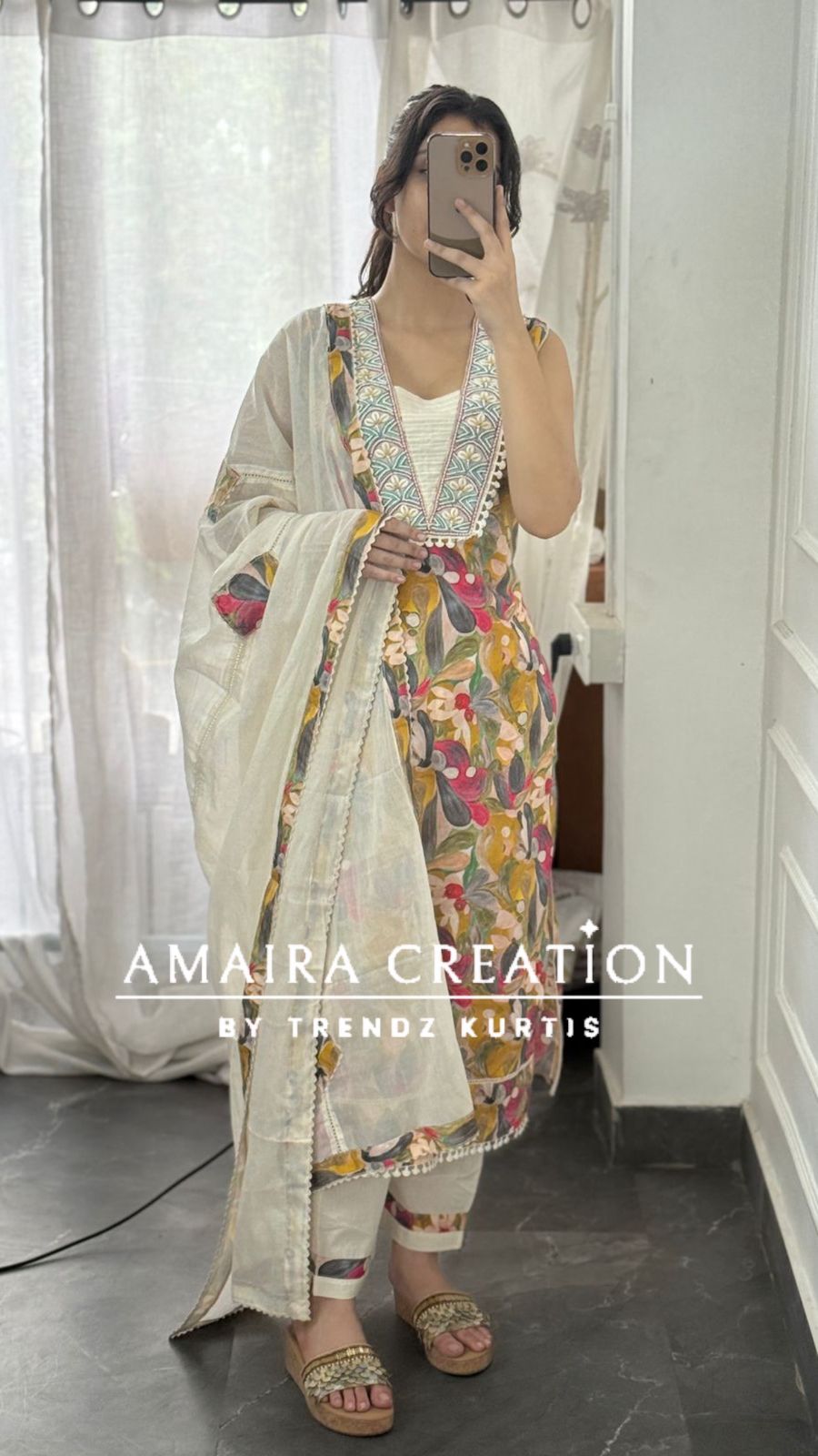 Premium Cotton Multi Color Suit With Patch Work Dupatta (17 inches sleeves available)