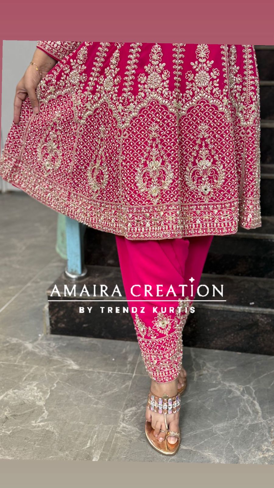 Full Heavy Work Georgette Anarkali With Narrow Salwar