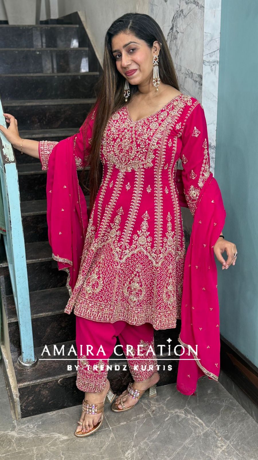 Full Heavy Work Georgette Anarkali With Narrow Salwar