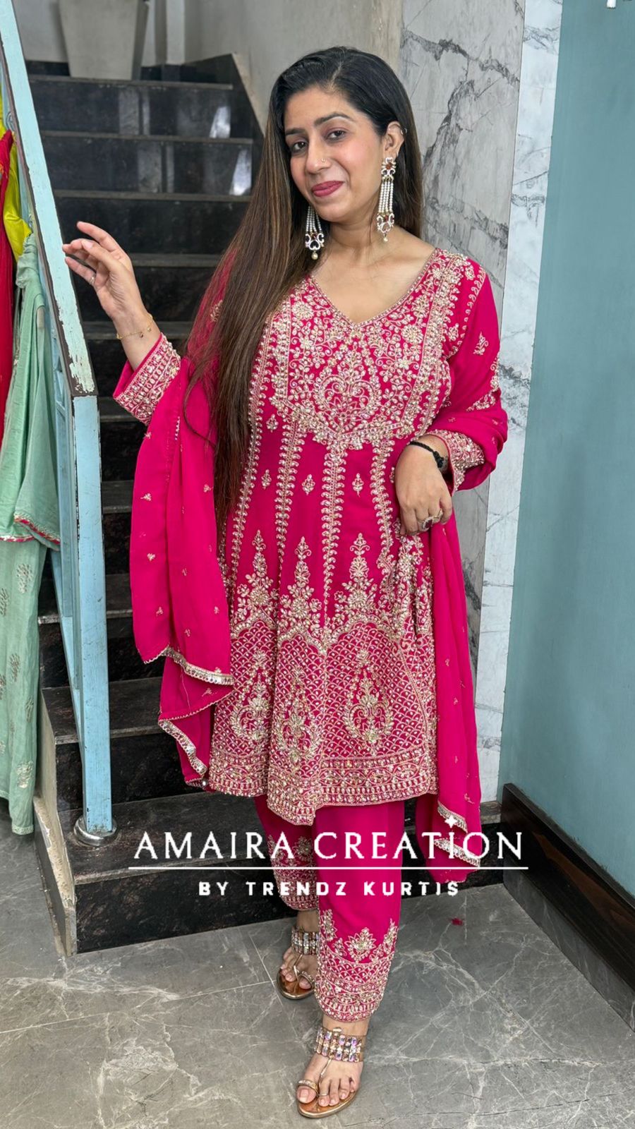 Full Heavy Work Georgette Anarkali With Narrow Salwar