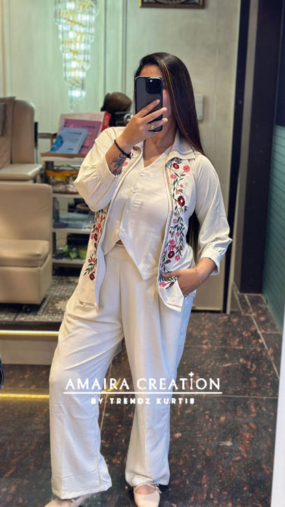 Premium Ikebana FabricThread Embroidered Three PC Set