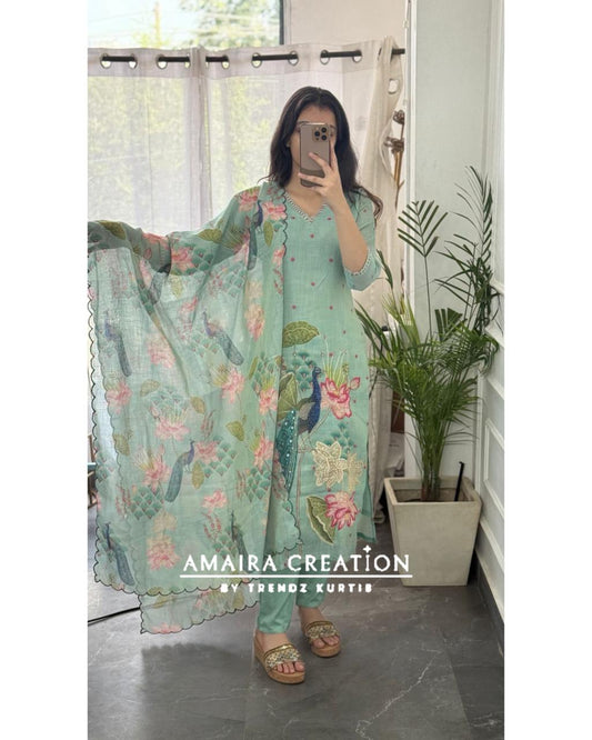 Premium Kota Doria Beautiful Embroidered Pant Set