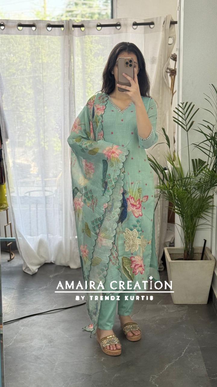 Premium Kota Doria Beautiful Embroidered Pant Set