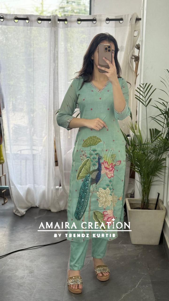 Premium Kota Doria Beautiful Embroidered Pant Set