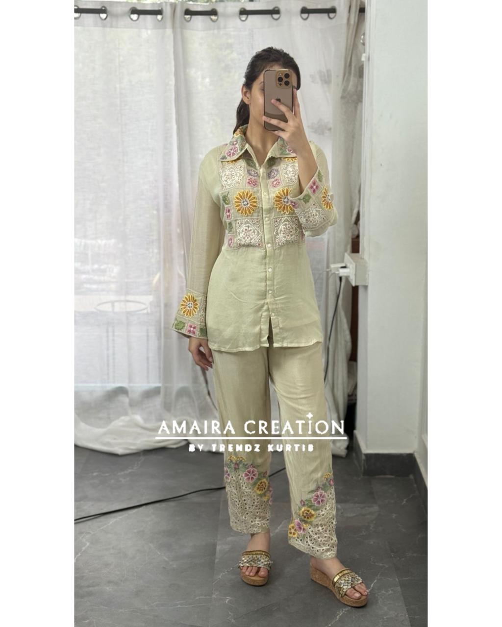 Premium.Chinnon Ivory Full Embroidered Cord set