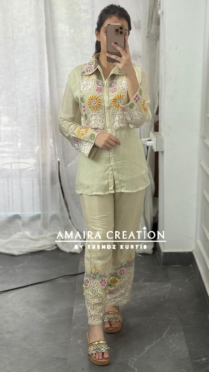 Premium.Chinnon Ivory Full Embroidered Cord set