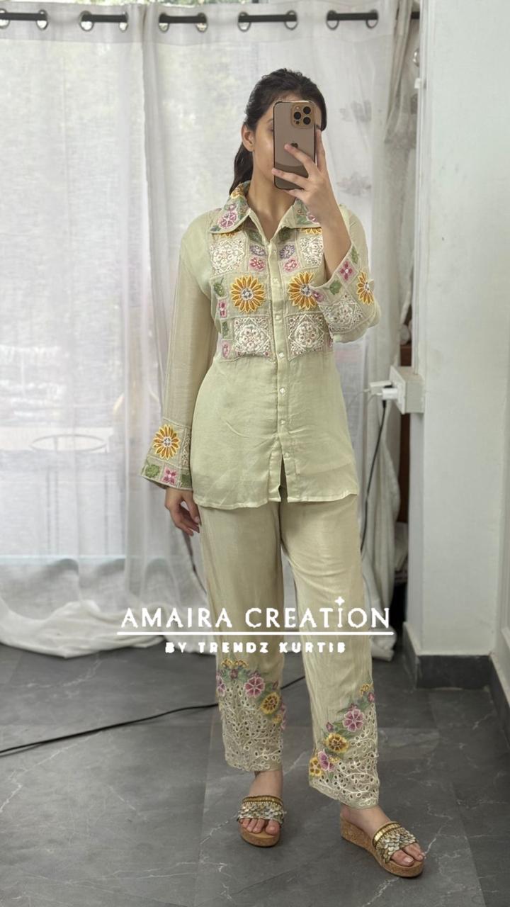 Premium.Chinnon Ivory Full Embroidered Cord set