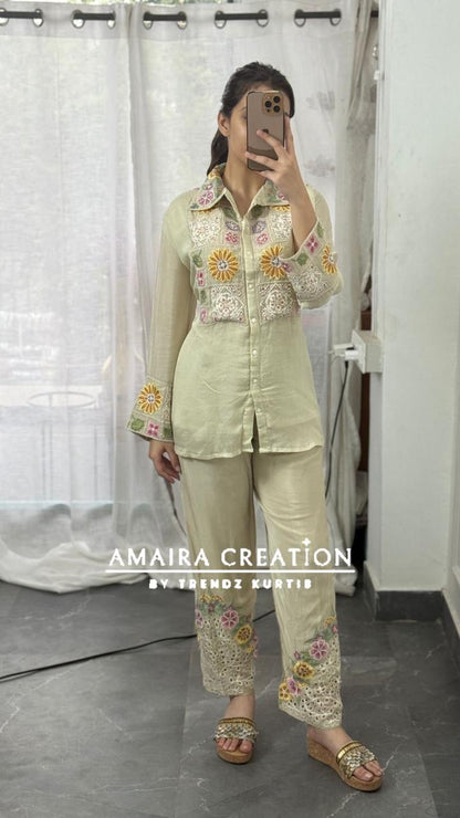 Premium.Chinnon Ivory Full Embroidered Cord set