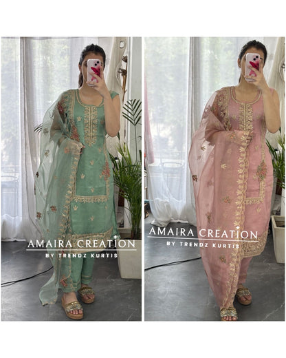 Premium Organza Fabric Pant Set(17 inches sleeves available)