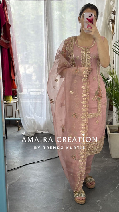Premium Organza Fabric Pant Set(17 inches sleeves available)
