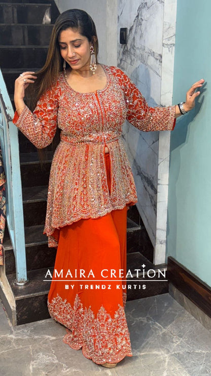 Premium Georgette Full Heavy Work High Low Pattern Divider Set