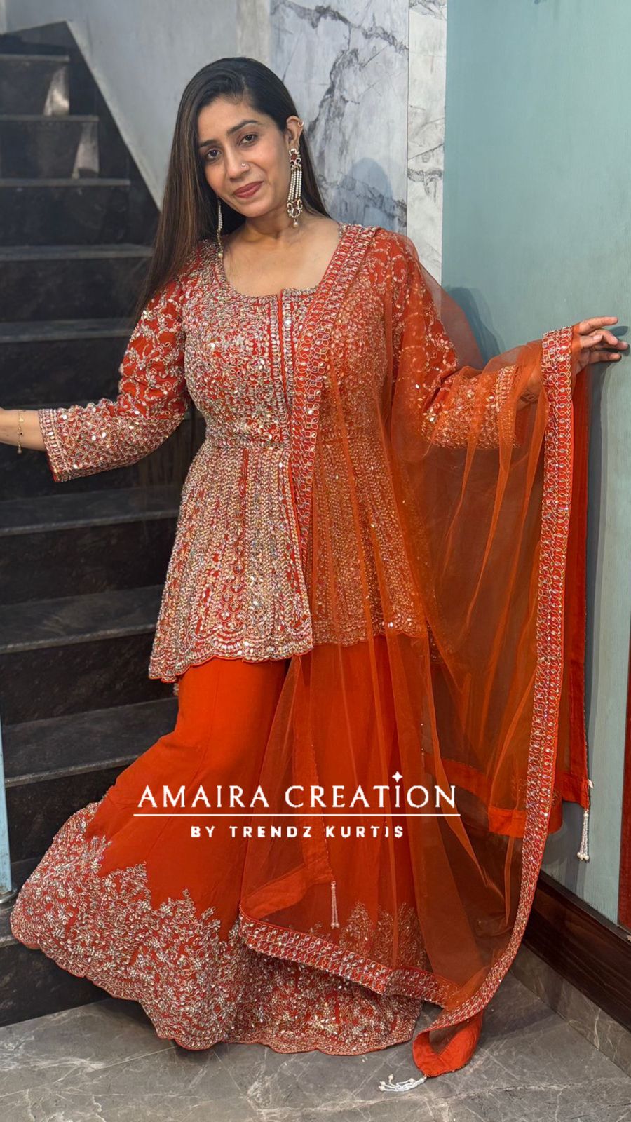 Premium Georgette Full Heavy Work High Low Pattern Divider Set