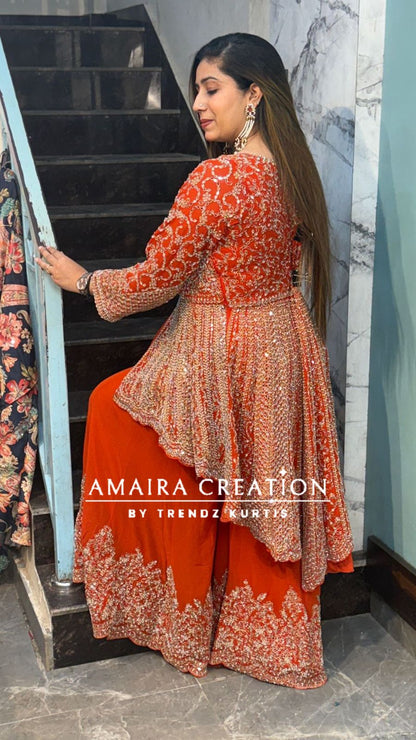 Premium Georgette Full Heavy Work High Low Pattern Divider Set
