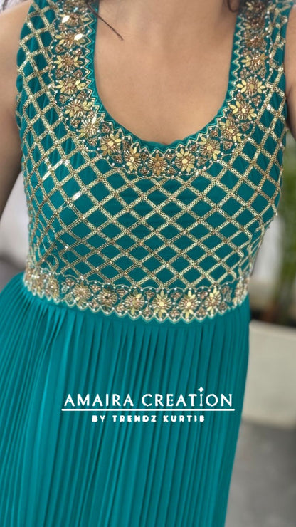 Premium Georgette Beautiful Work Anarkali Set(17 inches sleeves available)