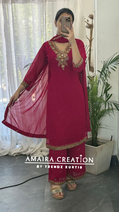 Premium Georgette Hand Work Plazo Set
