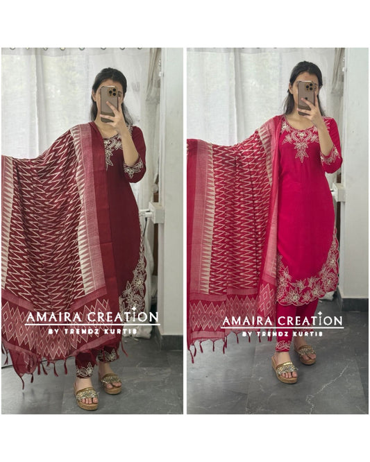 Premium Reyon Embroidered Pant Set