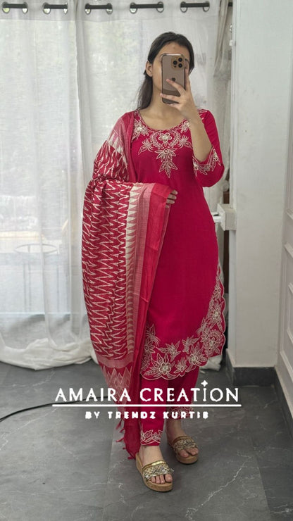 Premium Reyon Embroidered Pant Set