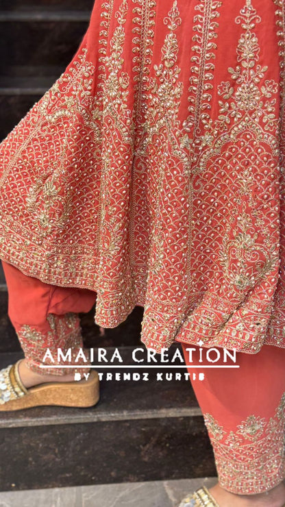Premium Georgette Heavy Work Anarkali With Narrow Salwar