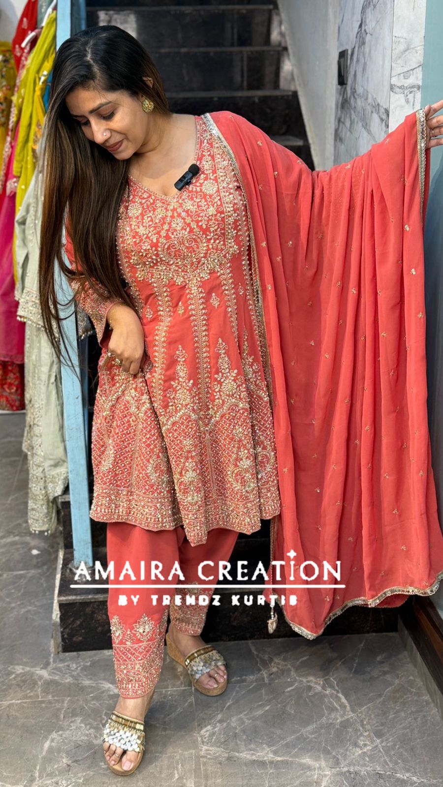 Premium Georgette Heavy Work Anarkali With Narrow Salwar