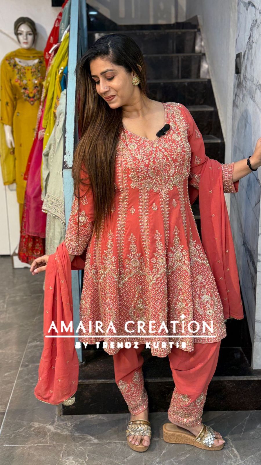 Premium Georgette Heavy Work Anarkali With Narrow Salwar