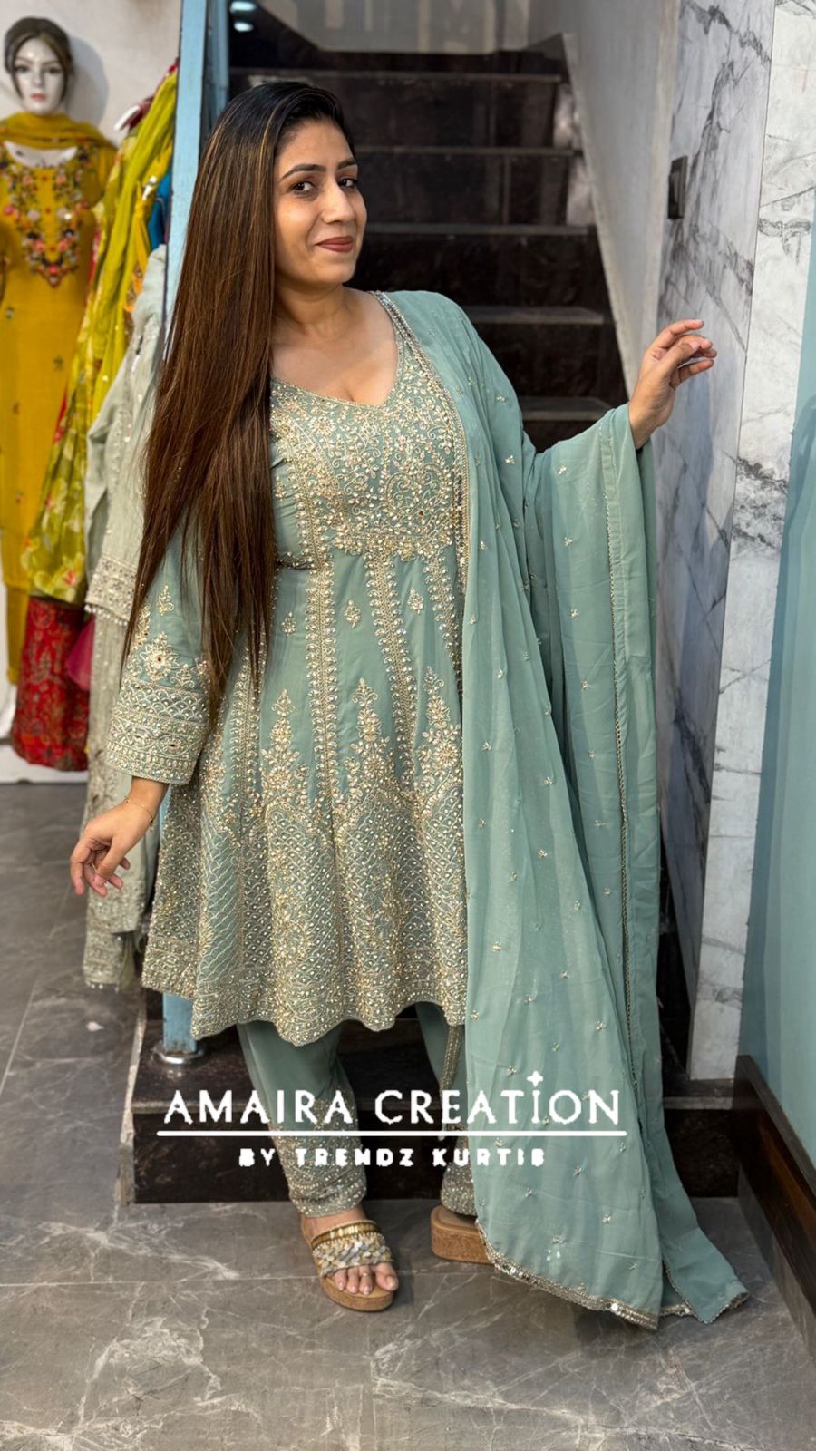 Premium Georgette Heavy Work Anarkali With Narrow Salwar