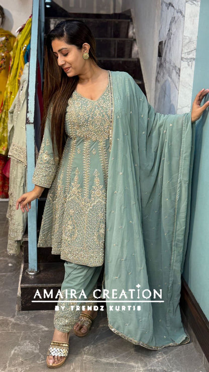 Premium Georgette Heavy Work Anarkali With Narrow Salwar