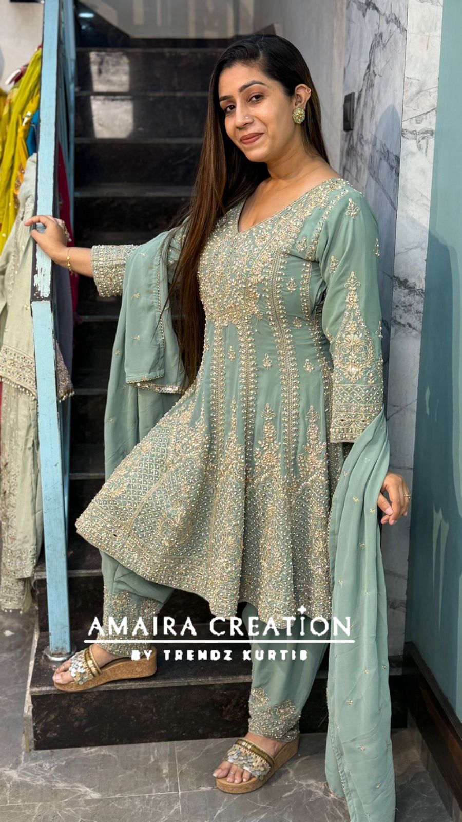 Premium Georgette Heavy Work Anarkali With Narrow Salwar