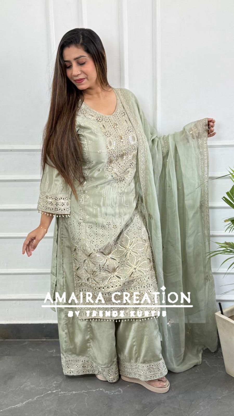 Premium Silk Pakistani Plazo Set